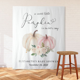 Tenture Citrouille rose Baby shower floral fond photo