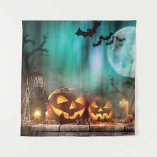 Tenture Citrouilles d'Halloween et chauves-souris