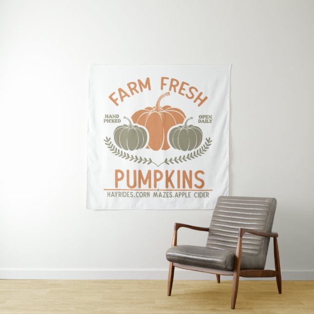 Tenture Citrouilles frais de ferme | Main saisie (En situation)