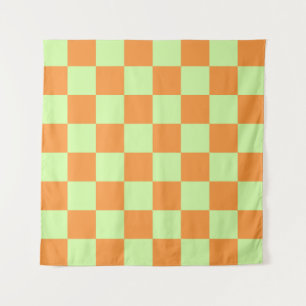 Tenture Citrus vert orange À damiers En vichy Motif