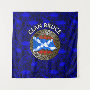 Tenture Clan Bruce Tartan Knot & Flag
