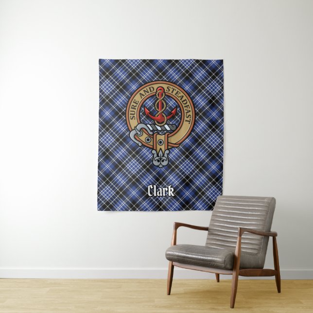Tenture Clan Clark Crest sur Tartan (En situation)