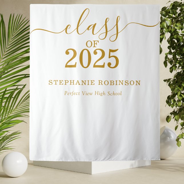 Tenture Classe de 2025 Gold Script Graduation Backdrop Pro (Créateur téléchargé)