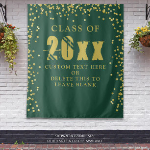 Tenture CLASSE DE DIPLÔME ANNÉE Vert foncé Gold Confetti