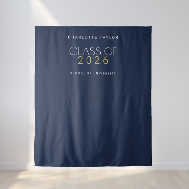 Tenture Classe de la marine de Fete moderne de 2025 - Phot (Modern Fete Navy Class of 2026 Grad Photo Backdrop)