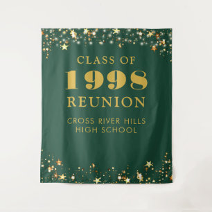 Tenture Classe Reunion Photo Booth Green Gold Backdrop
