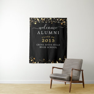 Tenture Classe Reunion Welcome Alumni Black Gold Stars