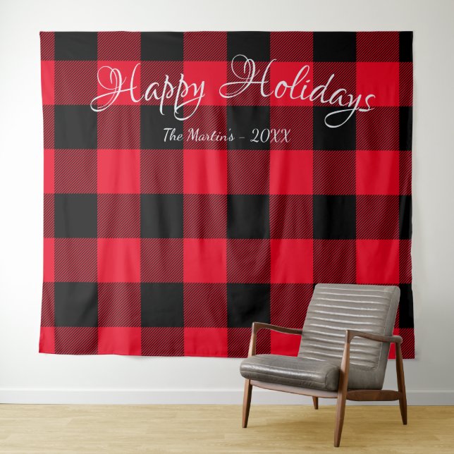 Tenture Classic Rouge et Noir Gros Buffalo Vacances Plaid (En situation (horizontale))