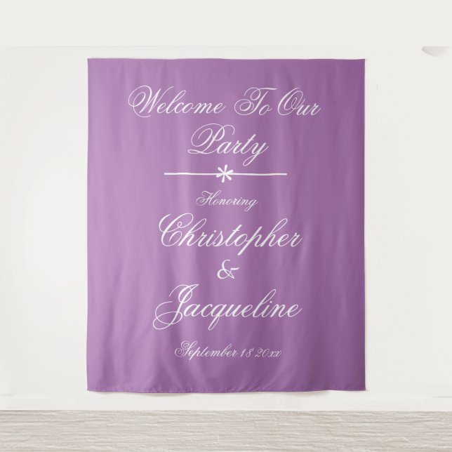 Tenture Classic Script Names Photobooth Mariage fond (Devant)