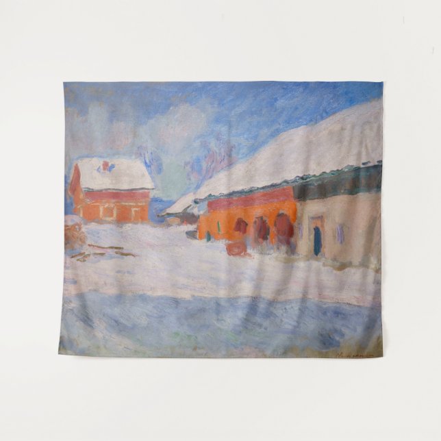 Tenture Claude Monet - Norvège, Maisons rouges à Bjornegaa (Devant (Horizontal))