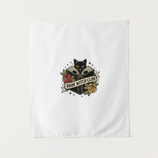 Tenture Club de sorcière de livre Chat Logo