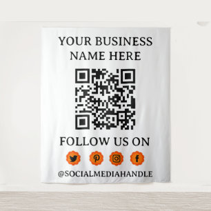 Tenture Code QR promotionnel d'entreprise & MÉDIAS SOCIAUX