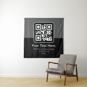 Tenture Code QR scannable moderne Noir Gris & Blanc