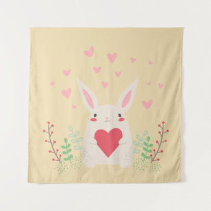 Tenture Coeur de lapin mignon valentine