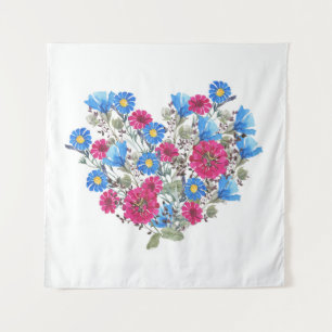 Tenture Cœur floral aquarelle, arrangement de fleurs sauva