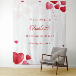 Tenture Cœur rouge rose & Saint-Valentin Bienvenue à l