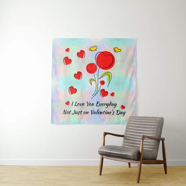 Tenture Coeur rouge Valentine (En situation)