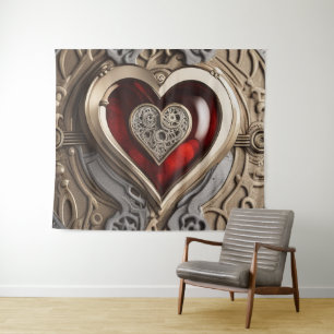 Tenture Coeur Steampunk - Amour mécanique complexe
