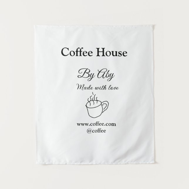 Tenture Coffee house made with love add text website socia (Devant)