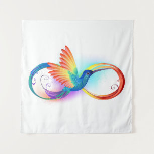 Tenture Colibri arc-en-ciel avec symbole Infinity