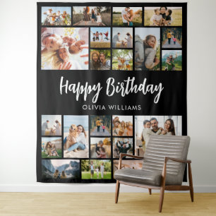 Tenture Collage de 24 photos personnalisé pour anniversair