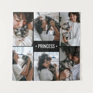 Tenture Collage de photos de chat Monogrammé