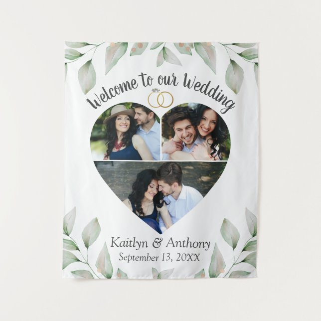 Tenture Collage de photos en forme de cœur pour mariage de (Devant)