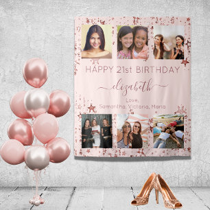 Tenture Collage photo d'anniversaire rose gold meilleures