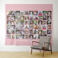 Collage photo de 60 Carrés avec texte - rose pâle
