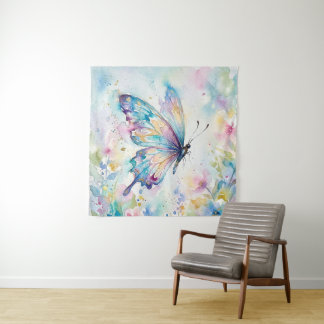 Tenture Colorful Watercolor Butterfly Floral