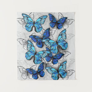 Tenture Composition des White and Blue Butterflies