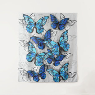 Tenture Composition des White and Blue Butterflies