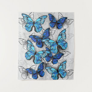 Tenture Composition des White and Blue Butterflies