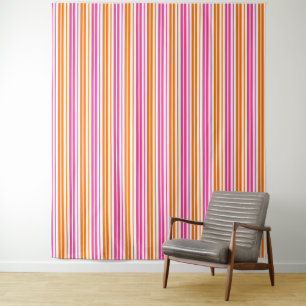 Tenture Conception de bandes verticales rose orange blanc 