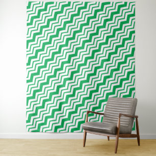 Tenture Conception de motif en chevron zigzag blanc vert