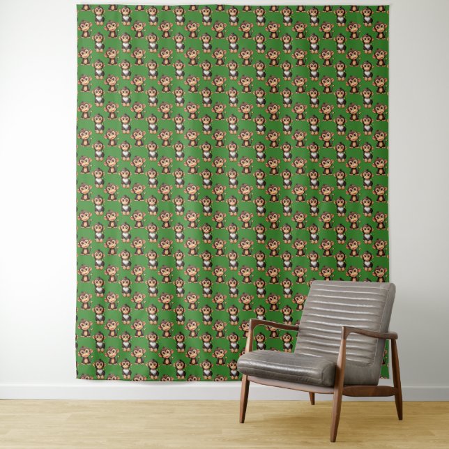 Tenture Conception de motif singe vert  (En situation)