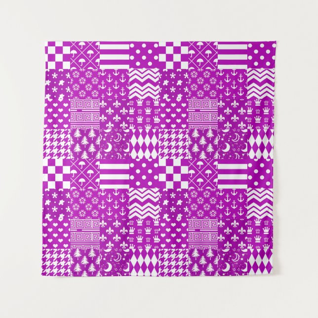 Tenture Conception de Patchwork Motifs mélangés violet bla (Devant)