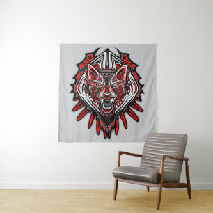 Tenture Conception de totem tribal Haida de loup