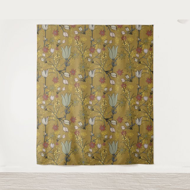 Tenture Conception florale moderne de Wattle Floral jaune  (Devant)