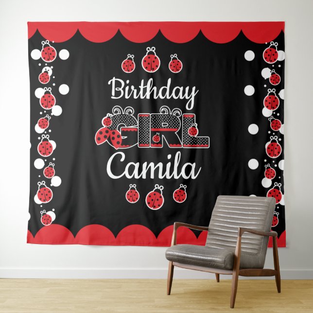 Tenture conceptions personnalisées pour fille anniversaire (En situation (horizontale))
