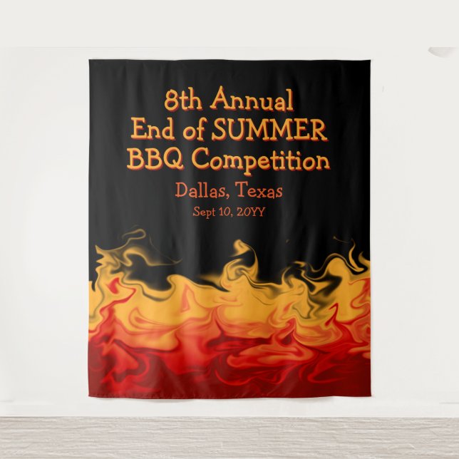 Tenture Concours de cuisine BBQ Modern Fire Flames (Devant)