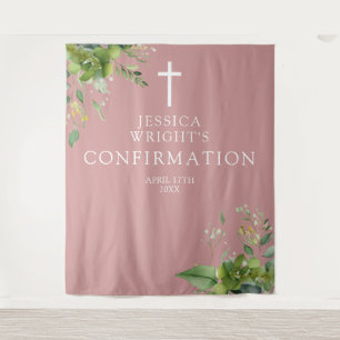 Tenture Confirmation de couleur rose verdure fond photo