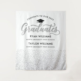 Tenture Congrats Two Graduates Silver Confetti Party