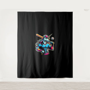 Tenture Cool Angry Unicorn Jouer Baseball Ball Bat Baseb