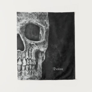 Tenture Cool Gothique Moitié Crâne noir et blanc Grunge