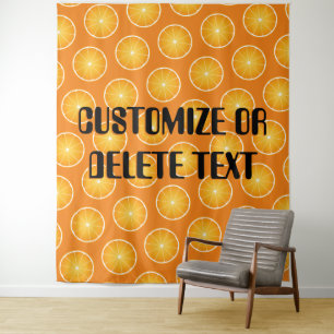 Tenture Cool Juicy Orange jaune tranches de fruits Texte p