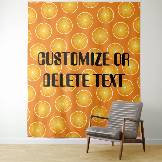 Tenture Cool Juicy Orange jaune tranches de fruits Texte p (En situation)