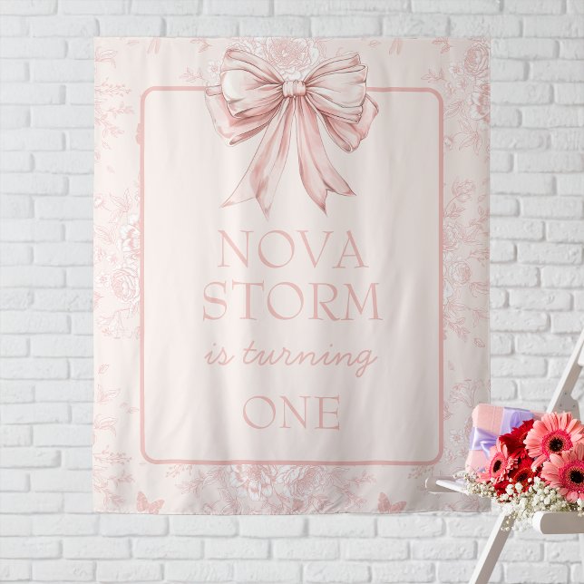 Tenture Coquette Bow Rose Whimsy Toile Affiche de bienvenu (Créateur téléchargé)