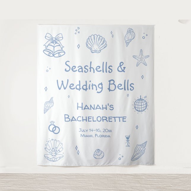 Tenture Coquillages Bachelorette Bienvenue (Devant)