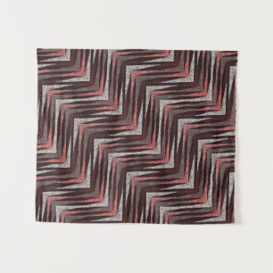 Tenture Corail, gris, motif brun zigzag.
